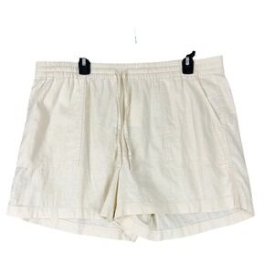 J.Crew Linen Blend Drawstring Pull-On Shorts Neutral Summer Beach Easy Fit Large